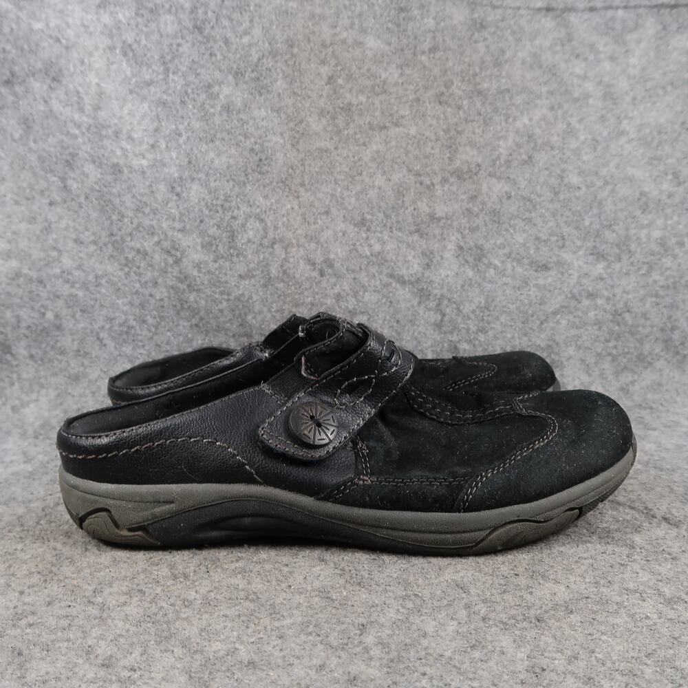 Earth Spirit Shoes Womens 7 Slip On Casual Clog Mule Sneaker Comfy Black Leather